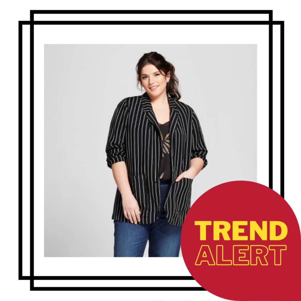 A New Day: Linen Pin Striped Casual Blazer